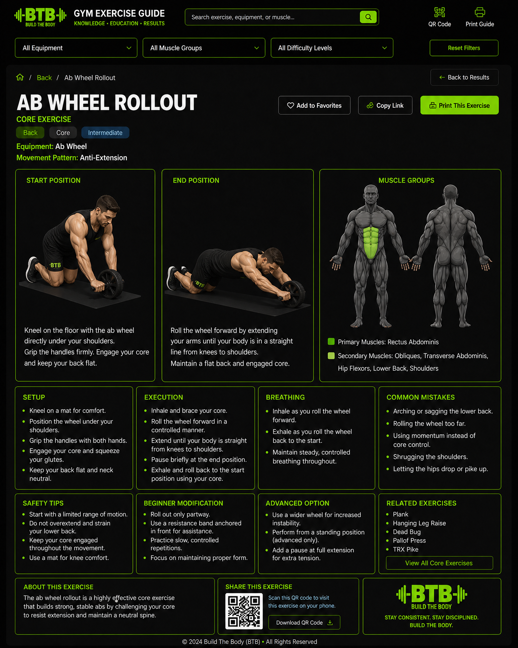 Ab Wheel Rollout exercise guide