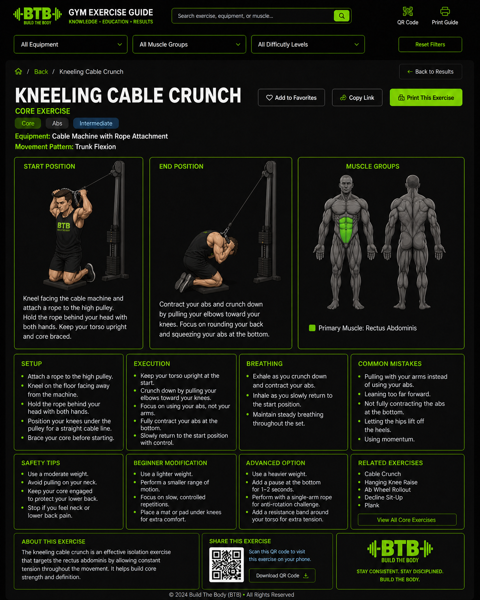 Kneeling Cable Crunch exercise guide