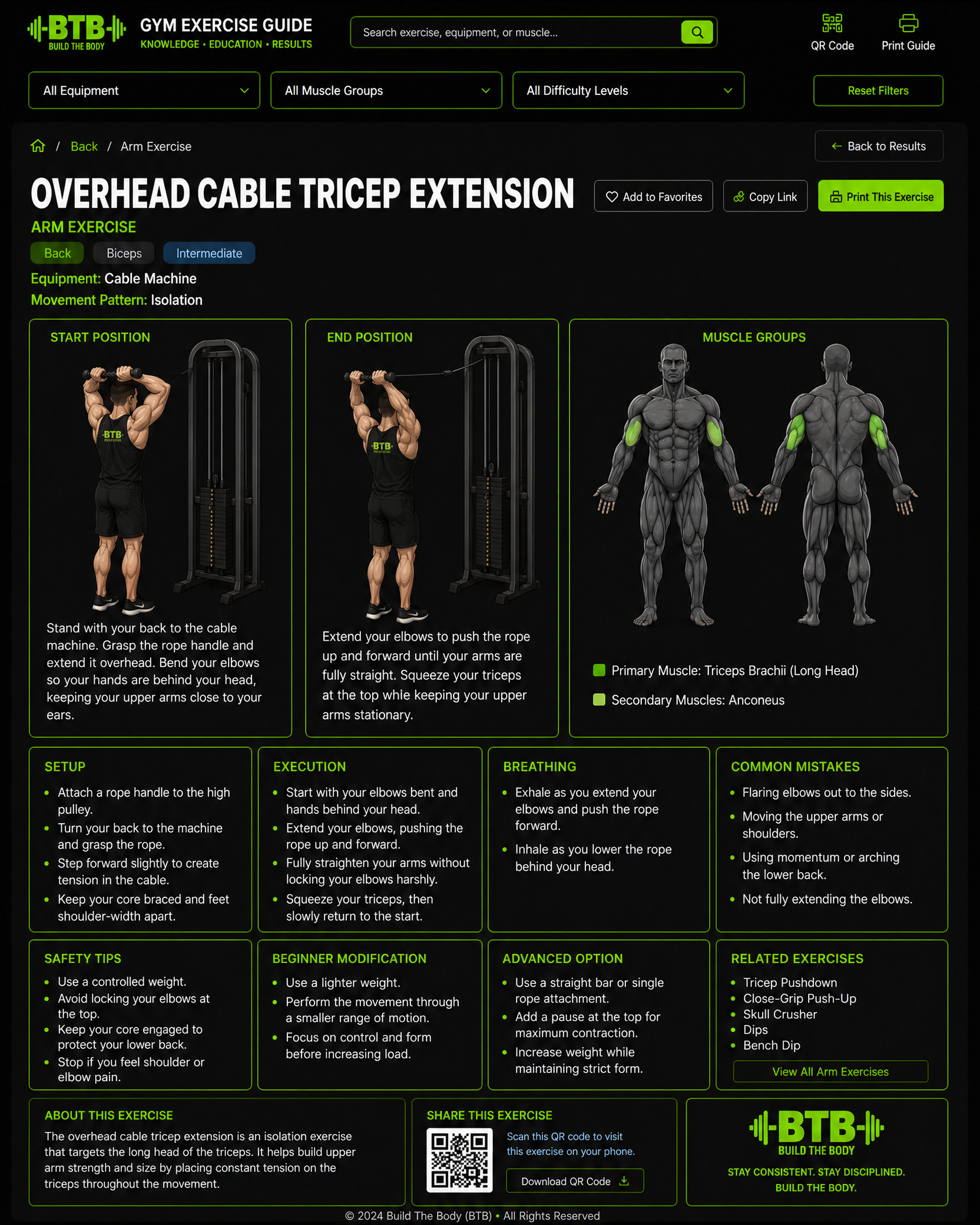 Overhead Cable Extension exercise guide