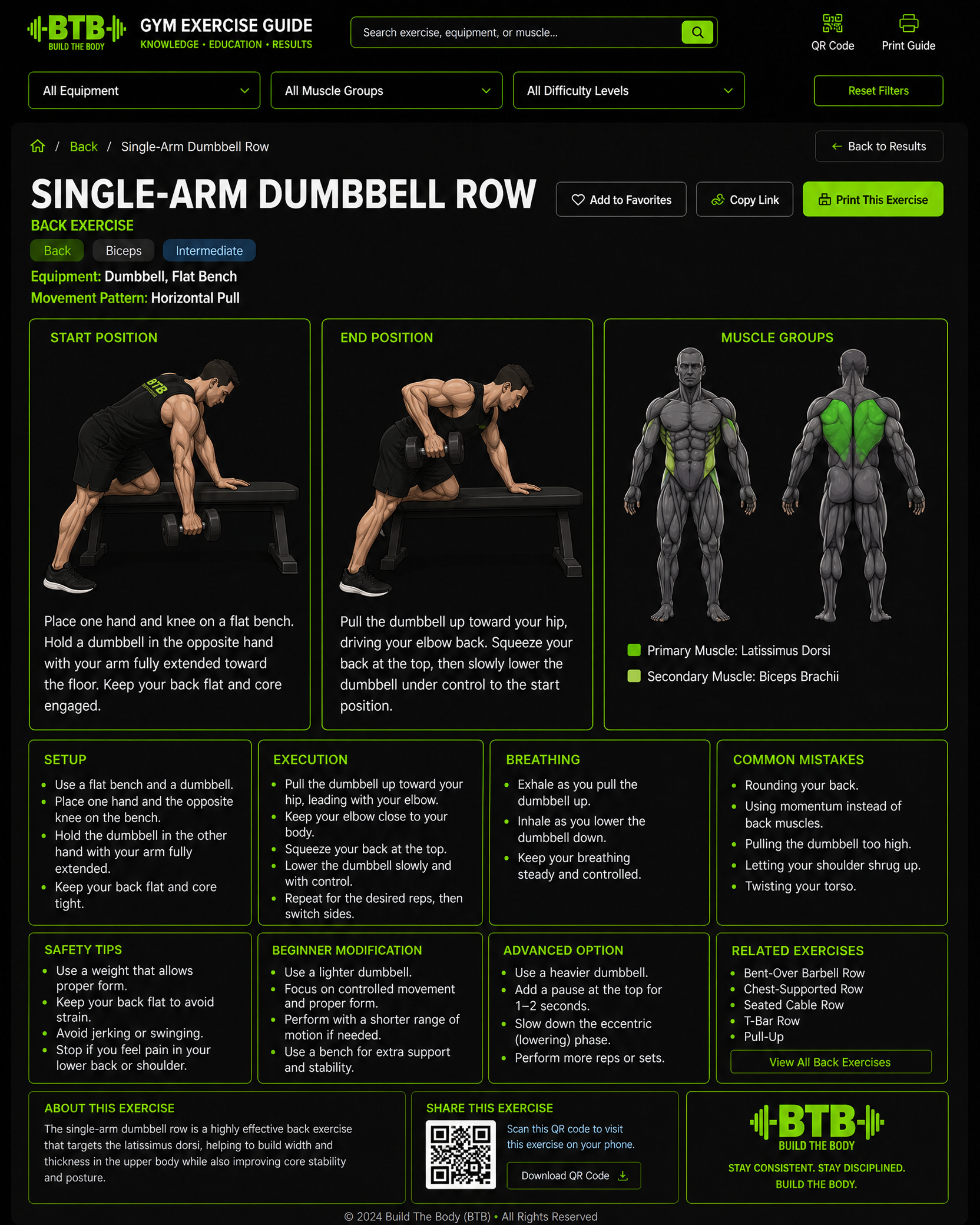 Single-Arm Dumbbell Row exercise guide