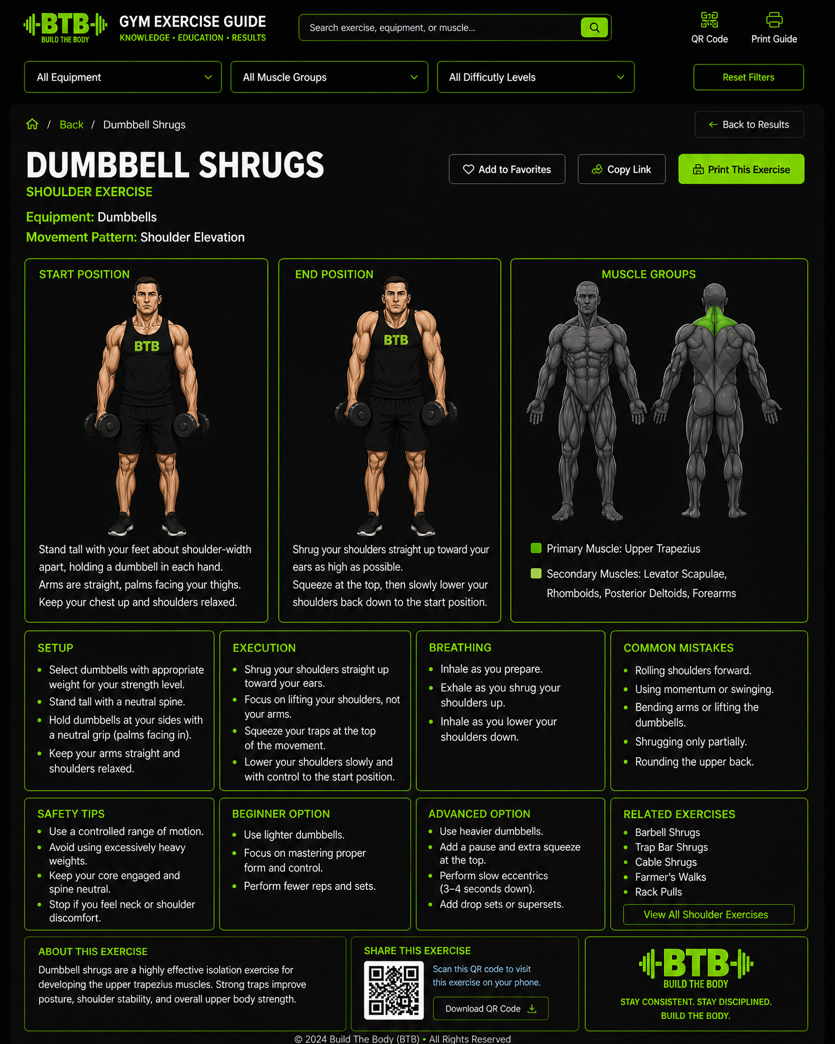 Dumbbell Shrugs exercise guide