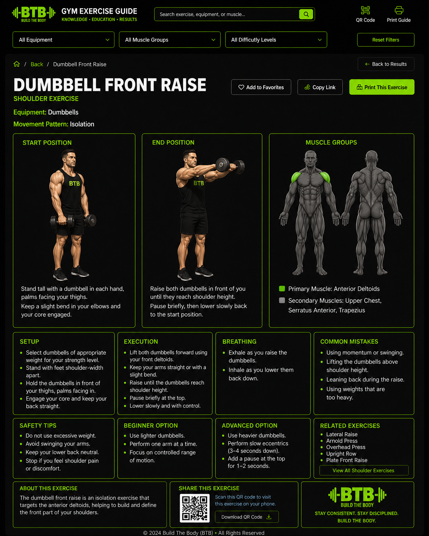 Dumbbell Front Raise exercise guide