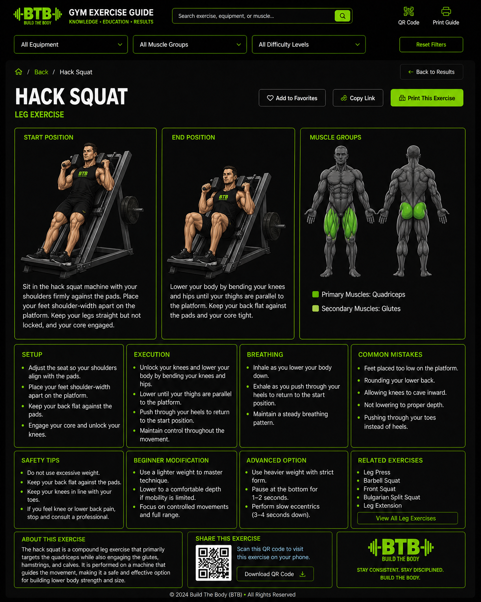 Hack Squat exercise guide