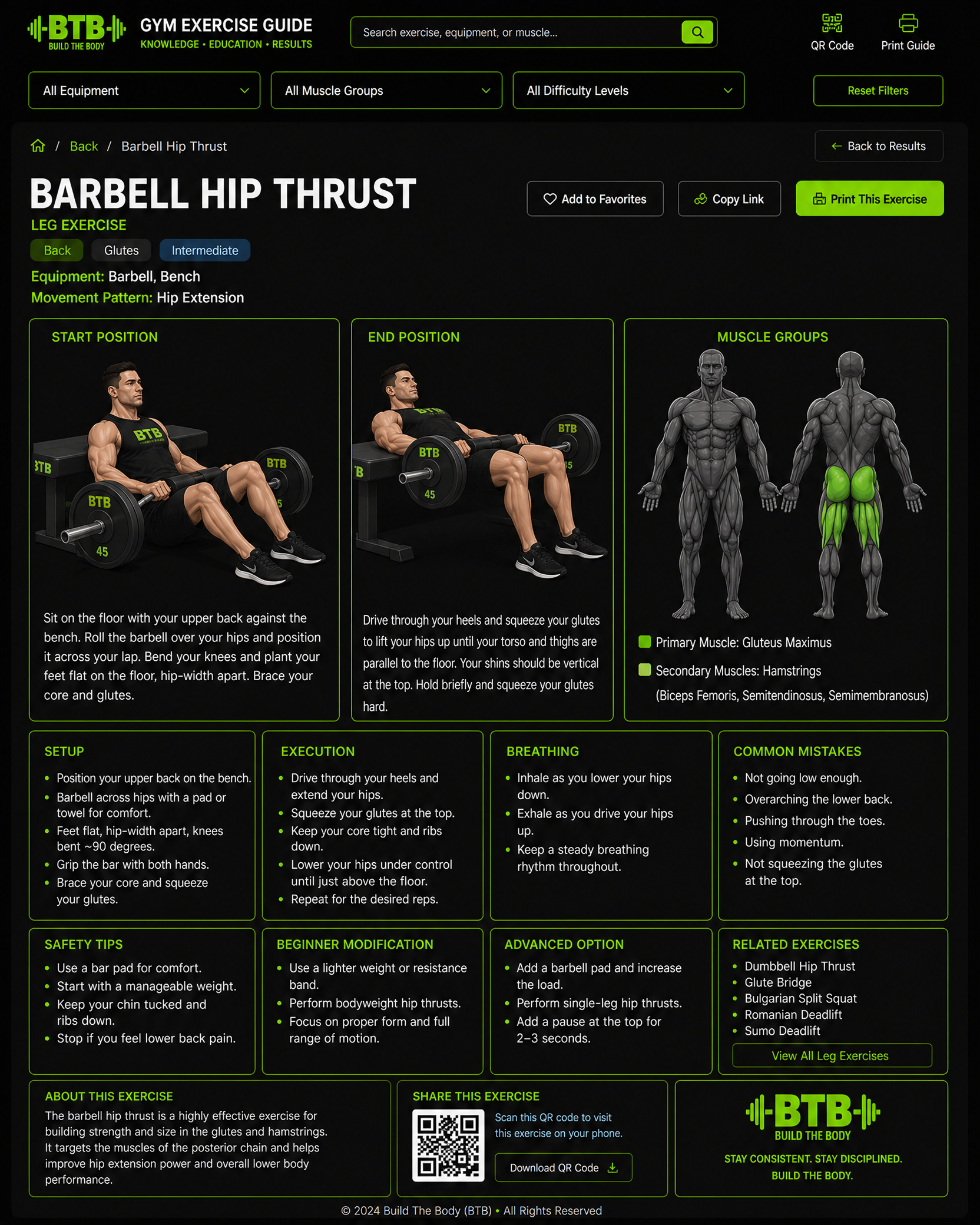 Barbell Hip Thrust exercise guide