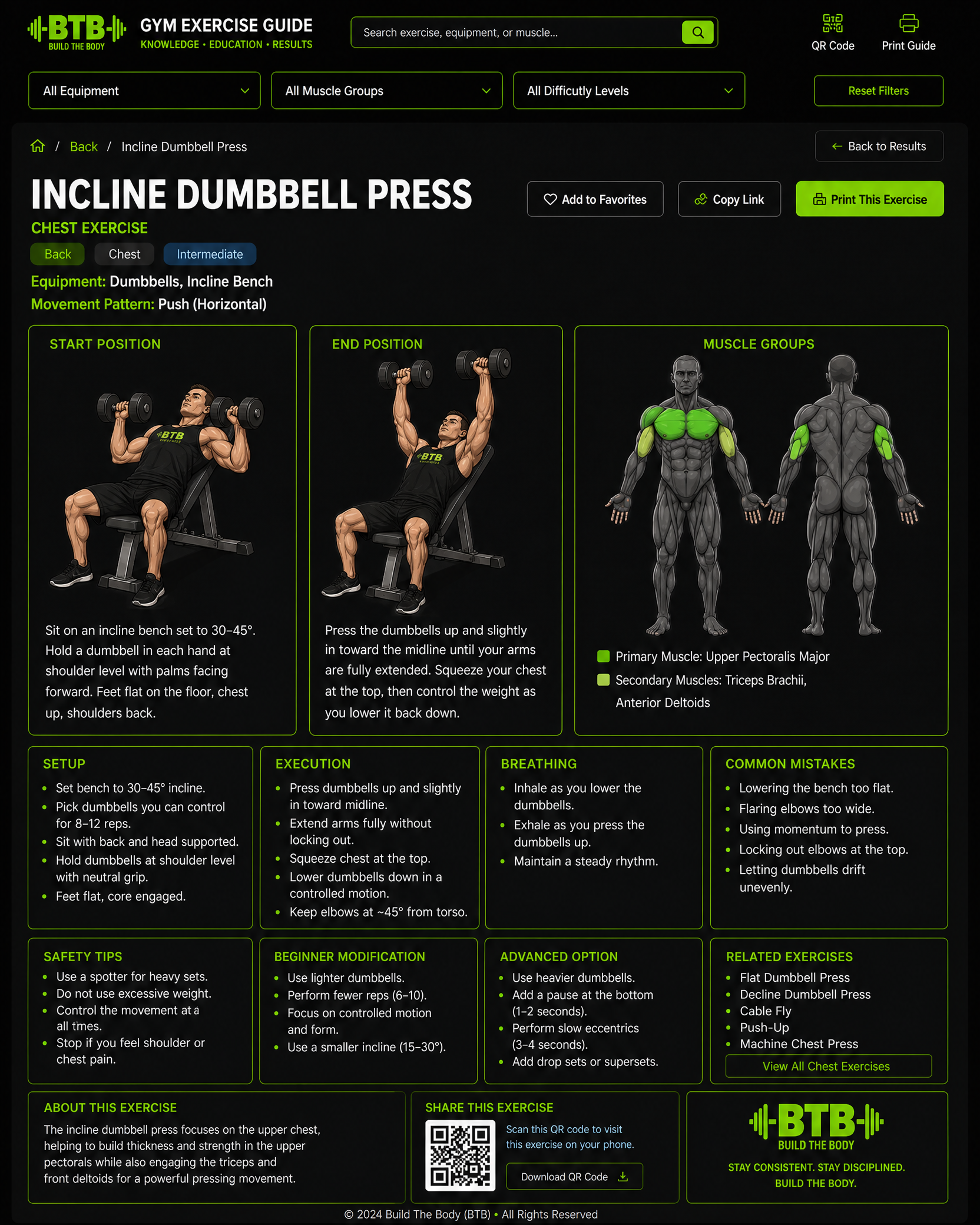 Incline Dumbbell Press exercise guide