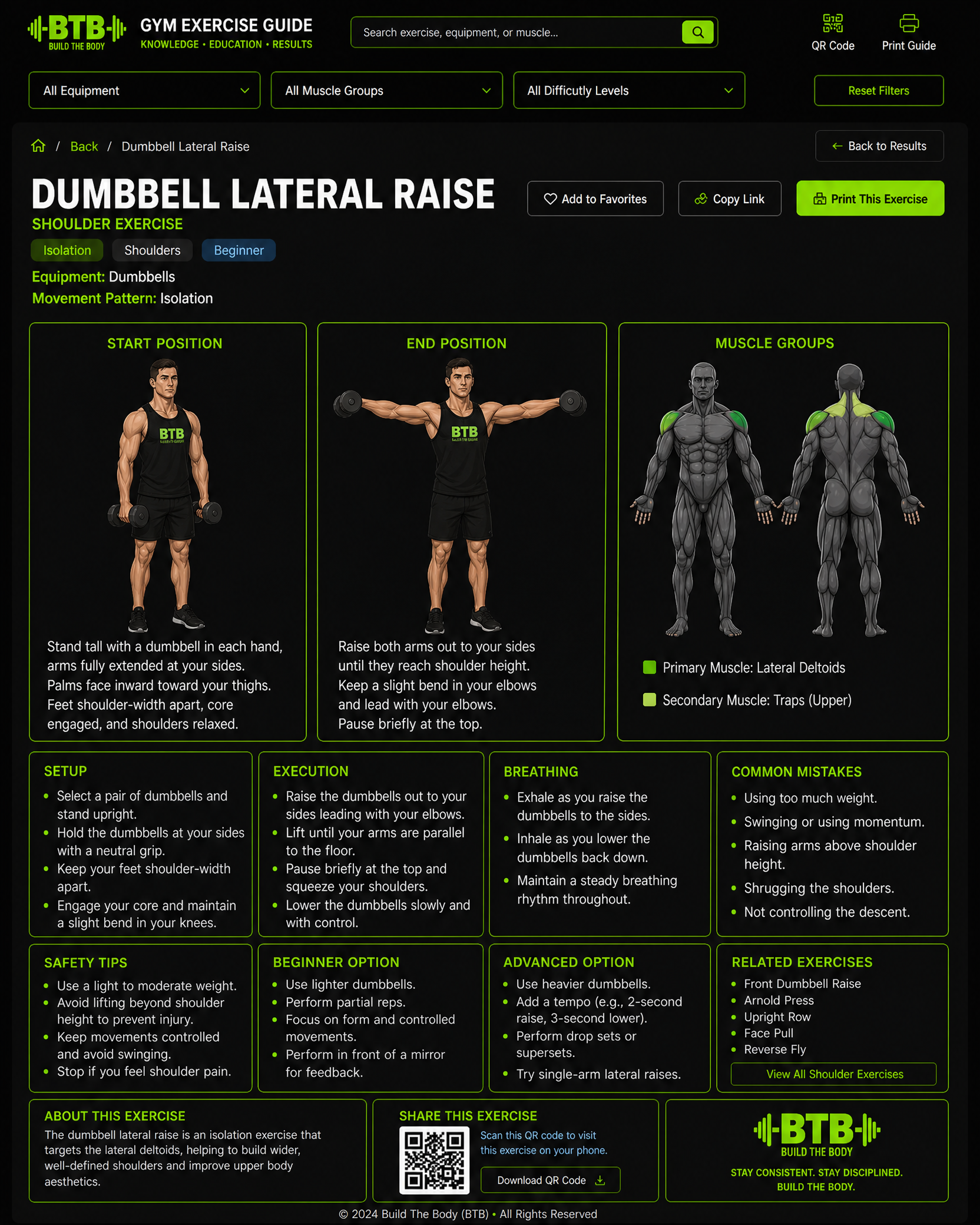 Dumbbell Lateral Raise exercise guide