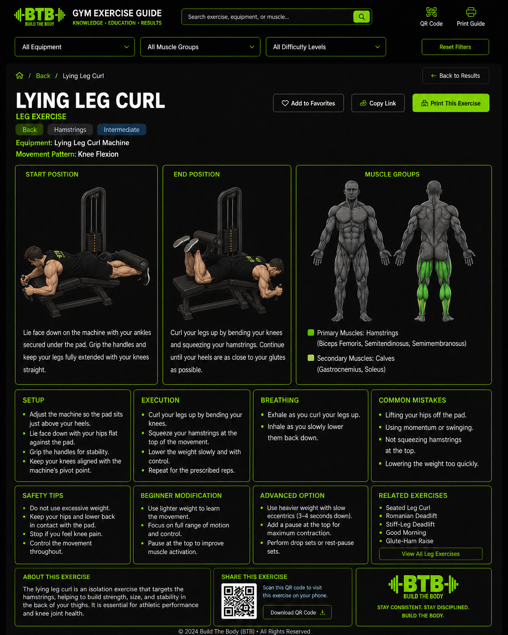Lying Leg Curl exercise guide