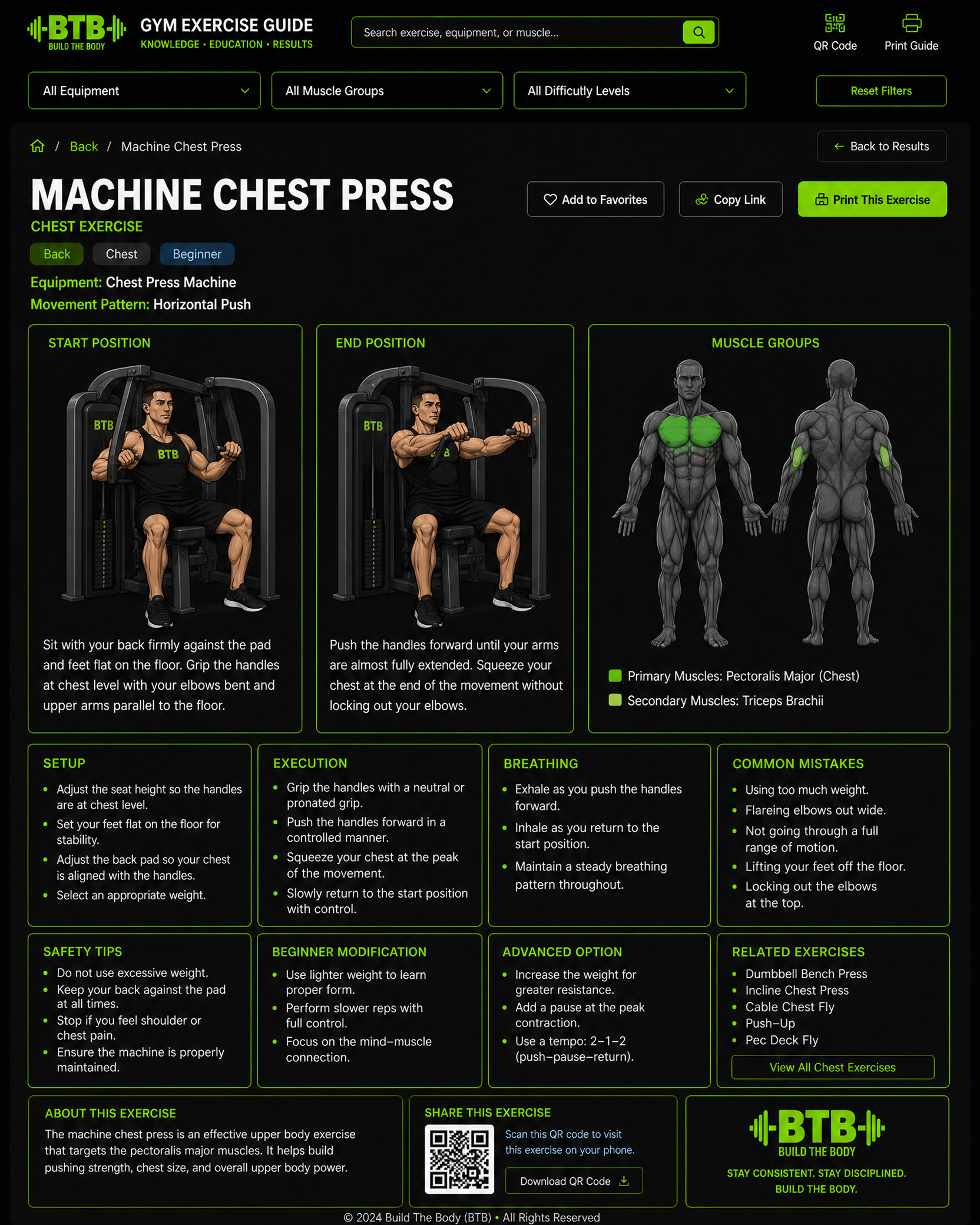 Machine Chest Press exercise guide