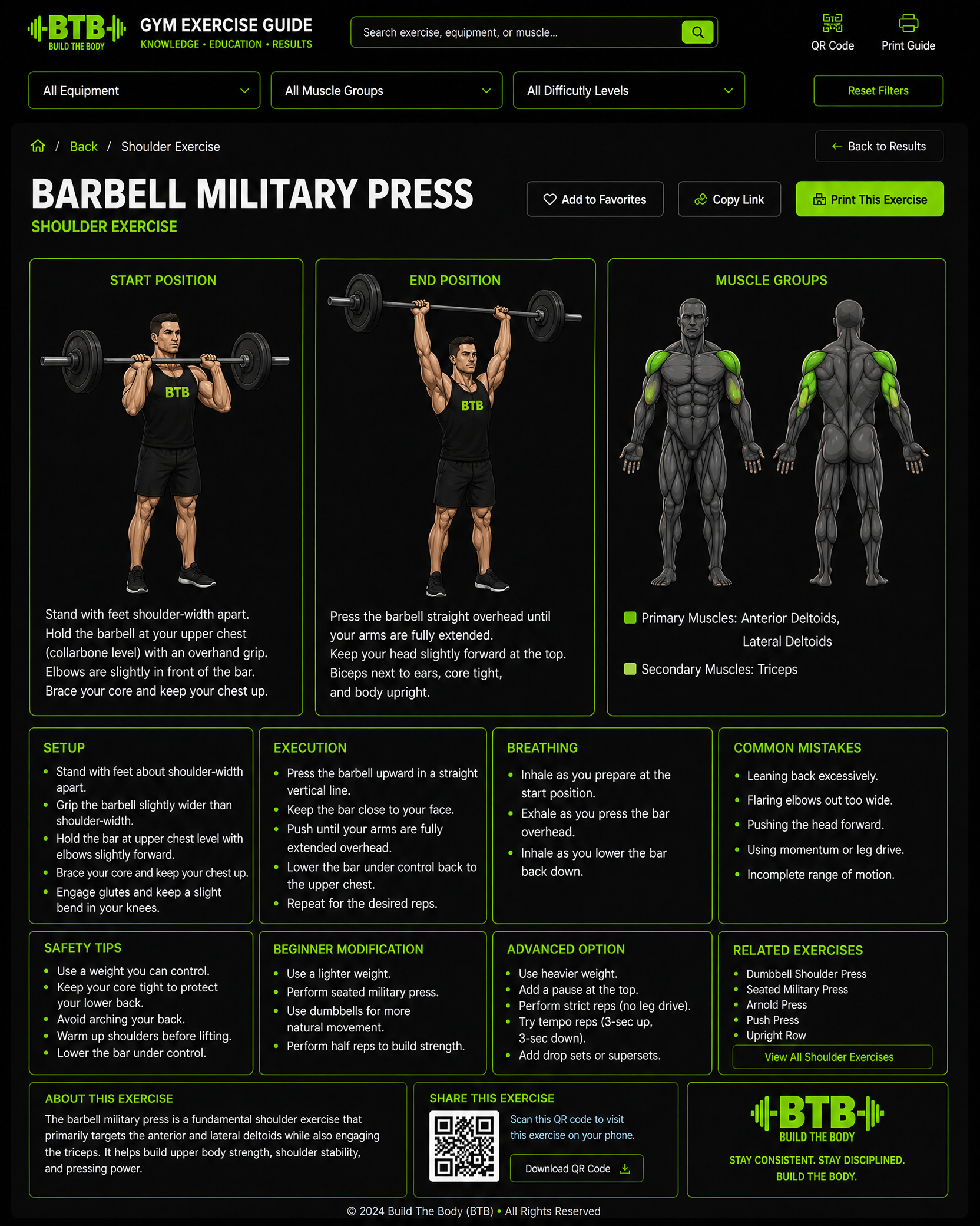 Barbell Military Press exercise guide