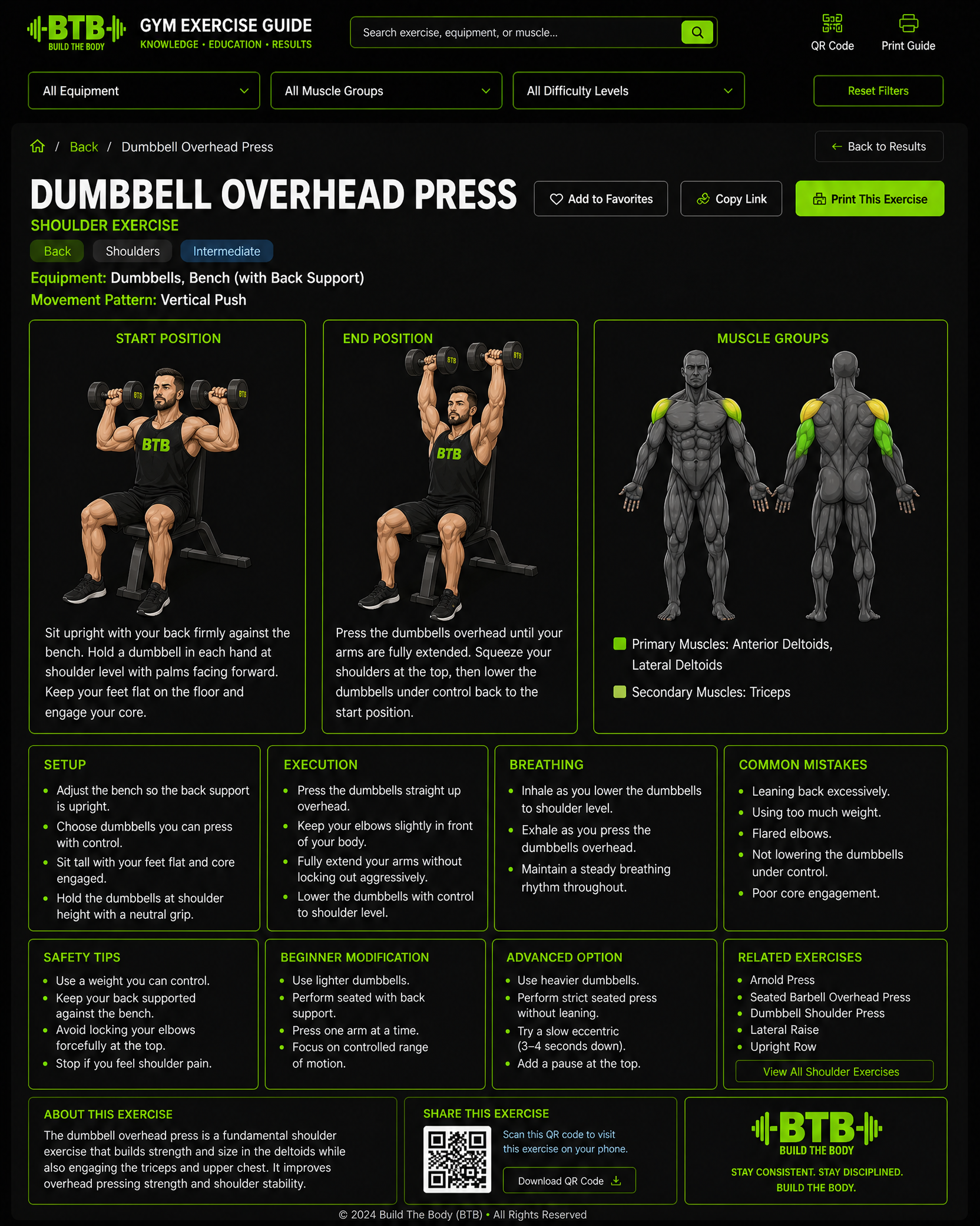 Dumbbell Overhead Press exercise guide