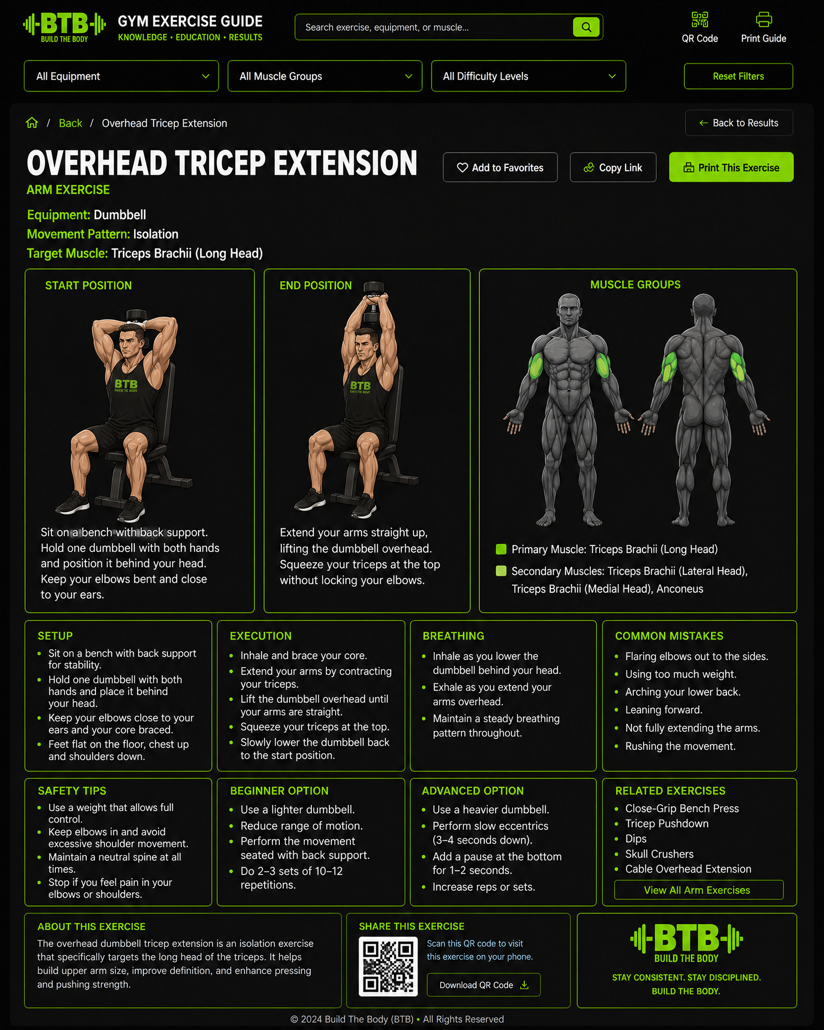 Overhead Tricep Extension exercise guide
