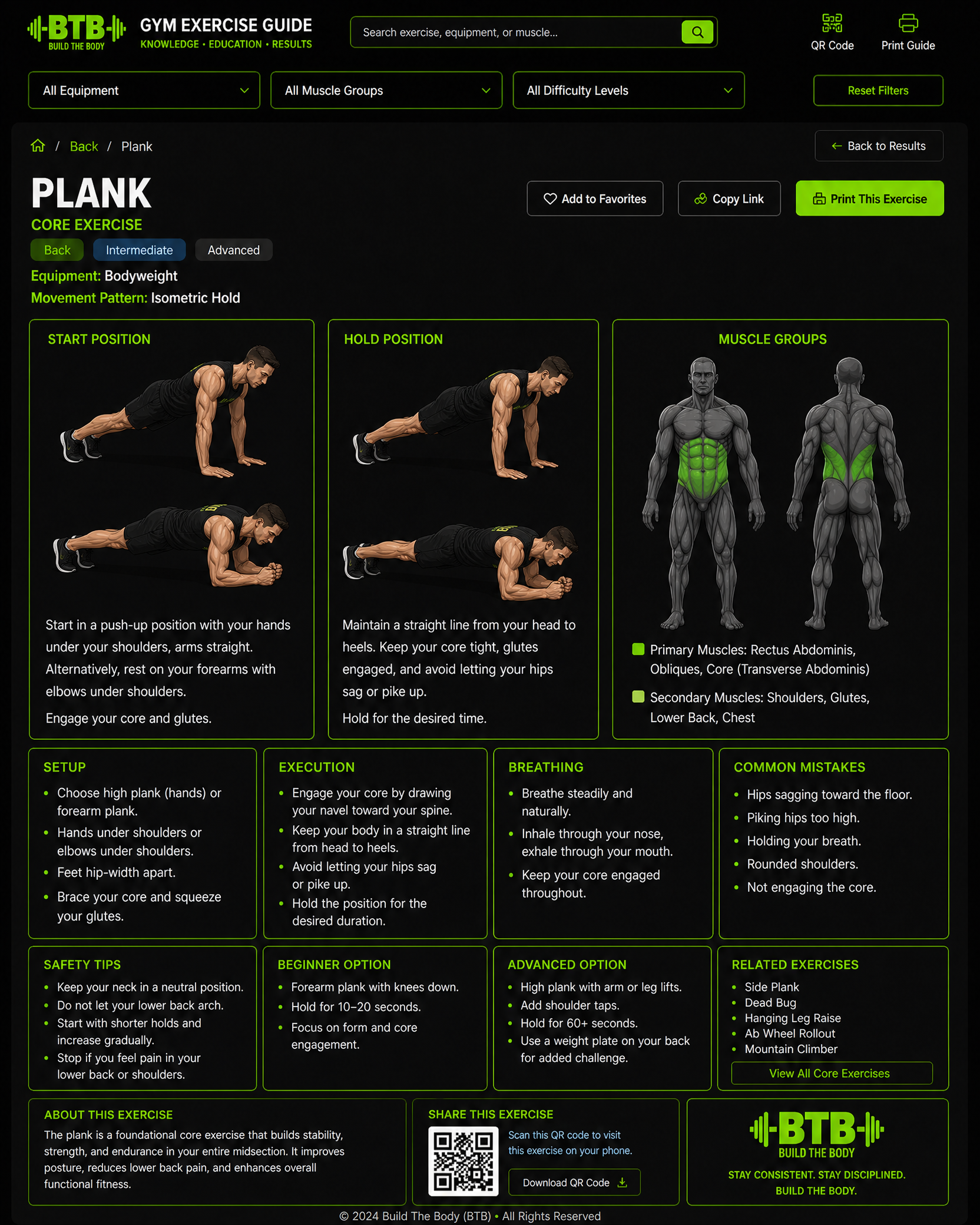 Plank exercise guide