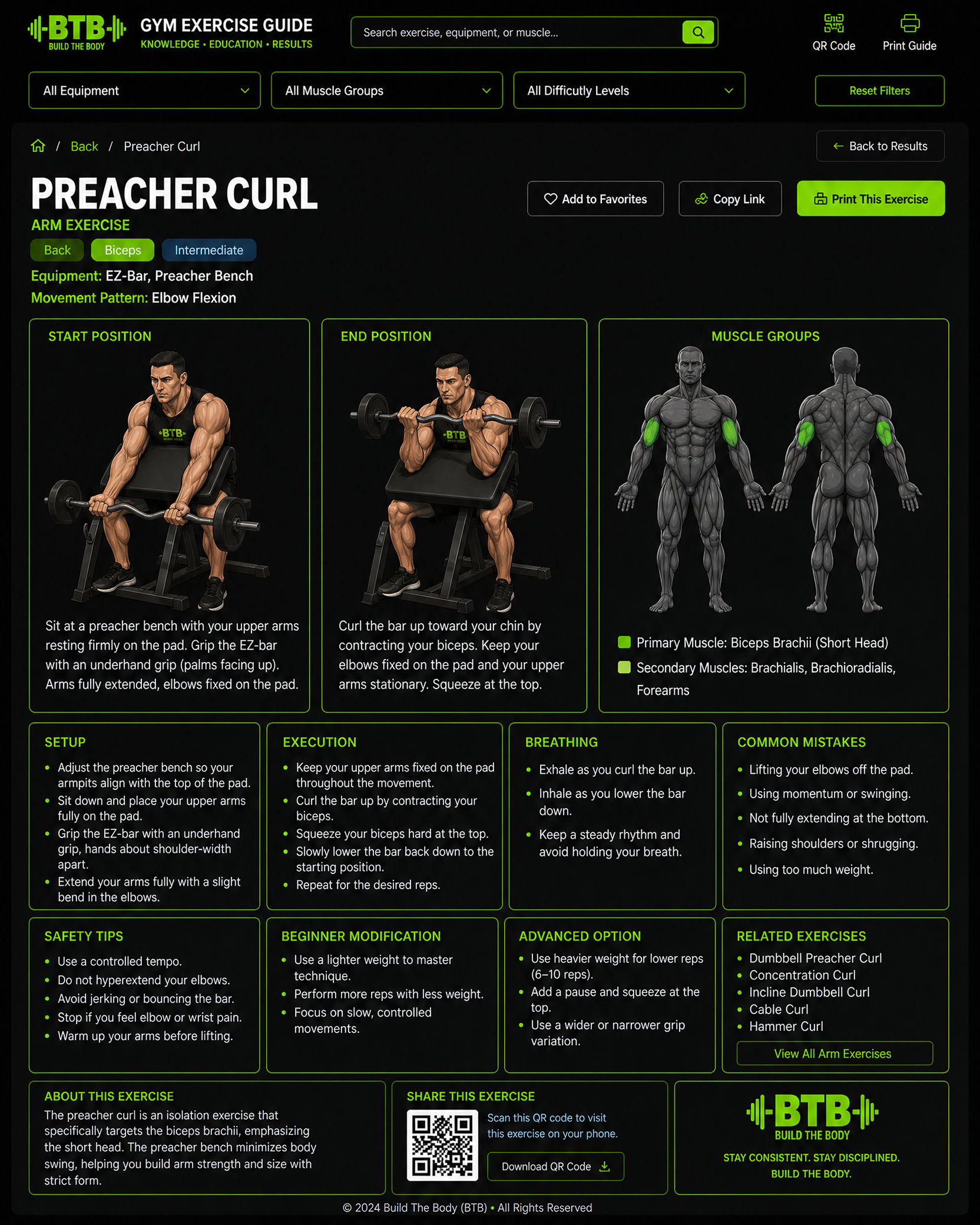 Preacher Curl exercise guide