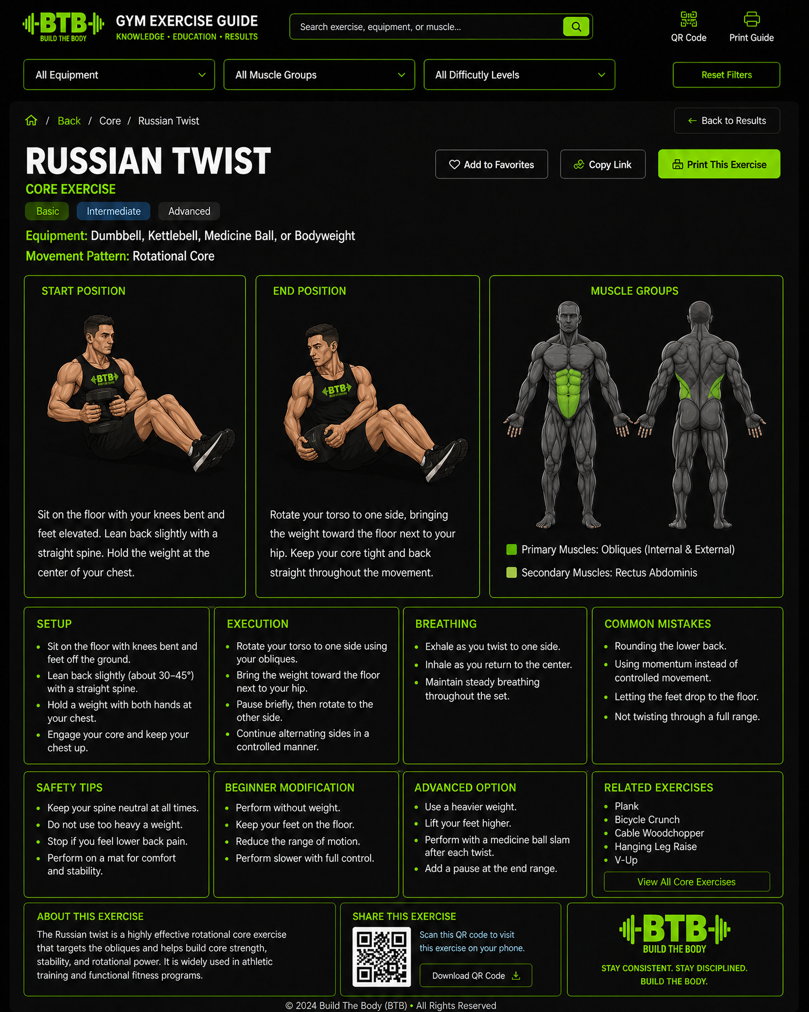 Russian Twist exercise guide