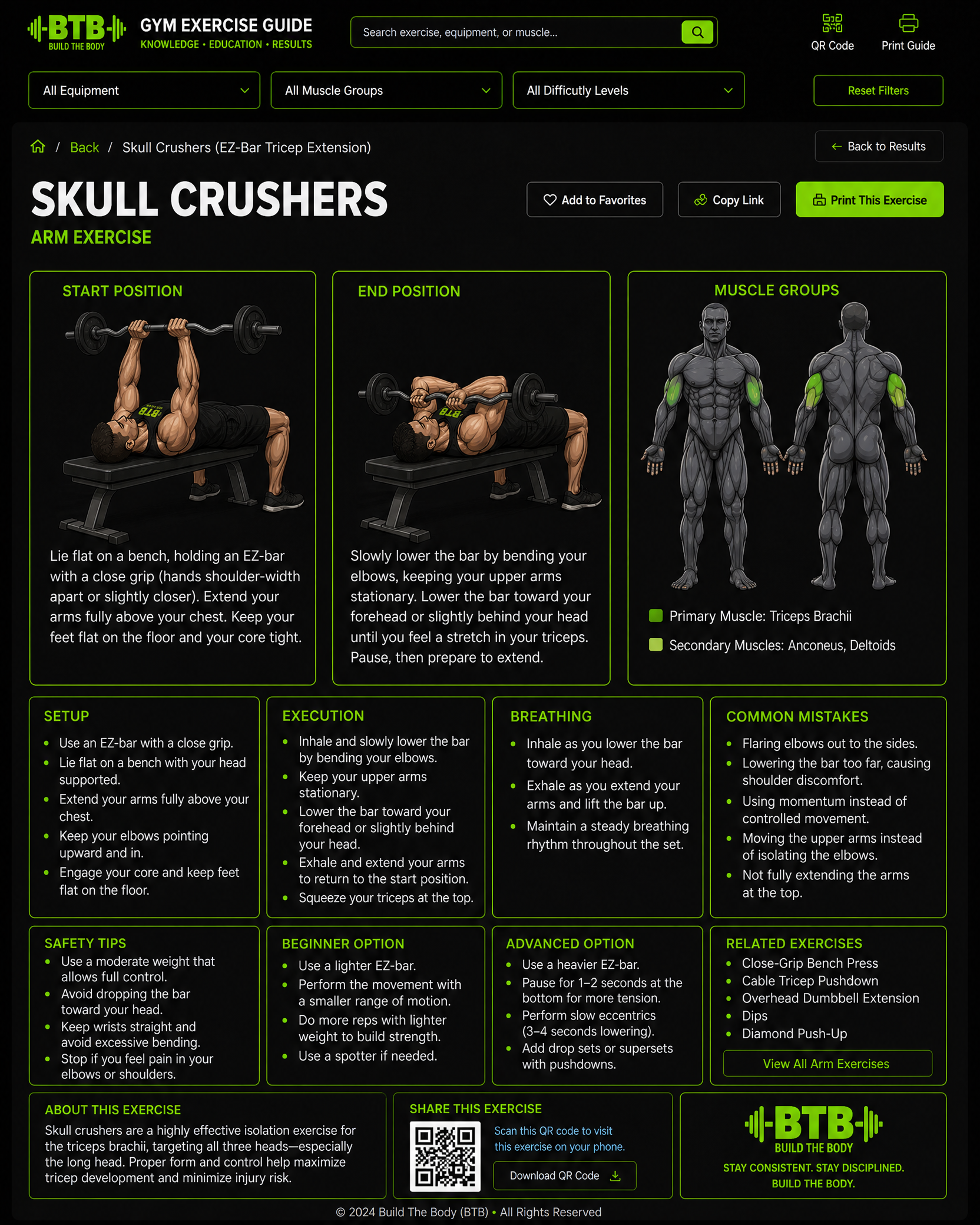 Skull Crushers exercise guide