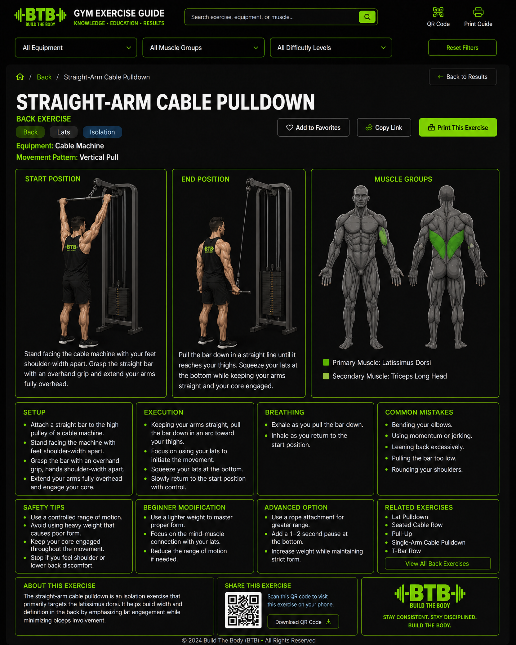 Straight-Arm Pulldown exercise guide