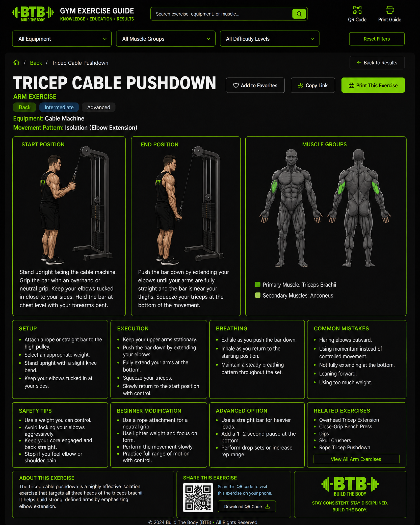 Tricep Cable Pushdown exercise guide