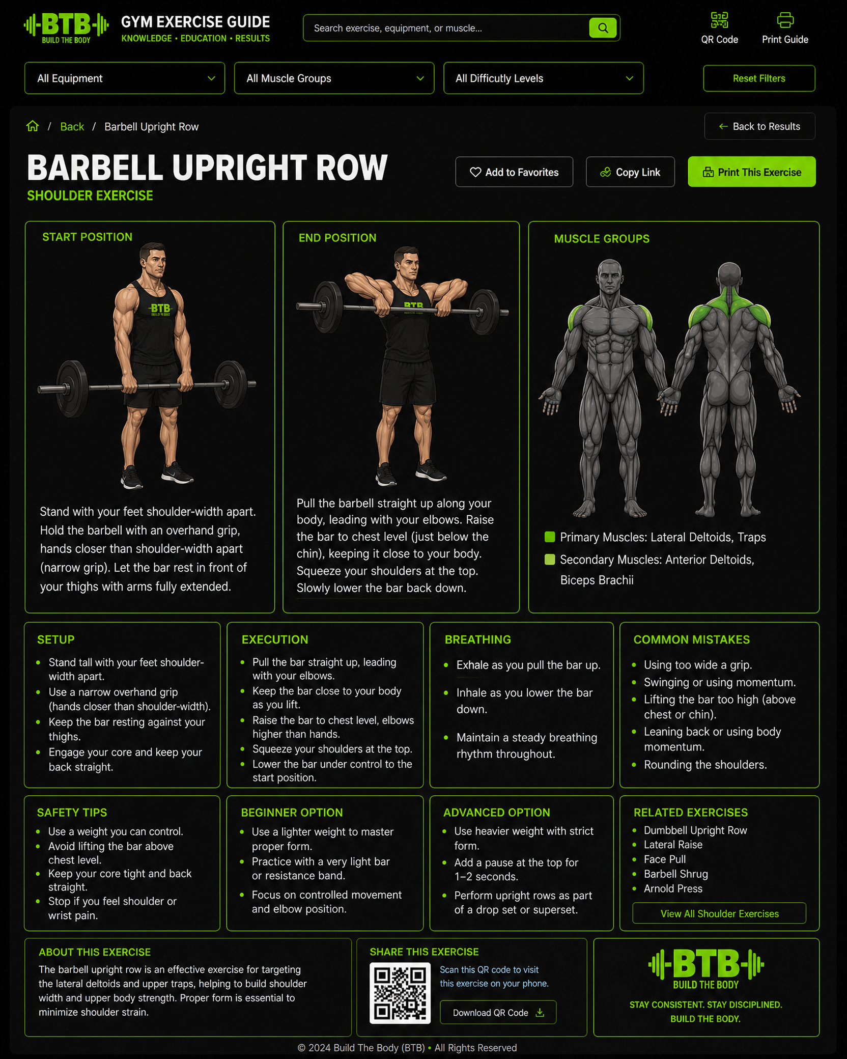 Barbell Upright Row exercise guide